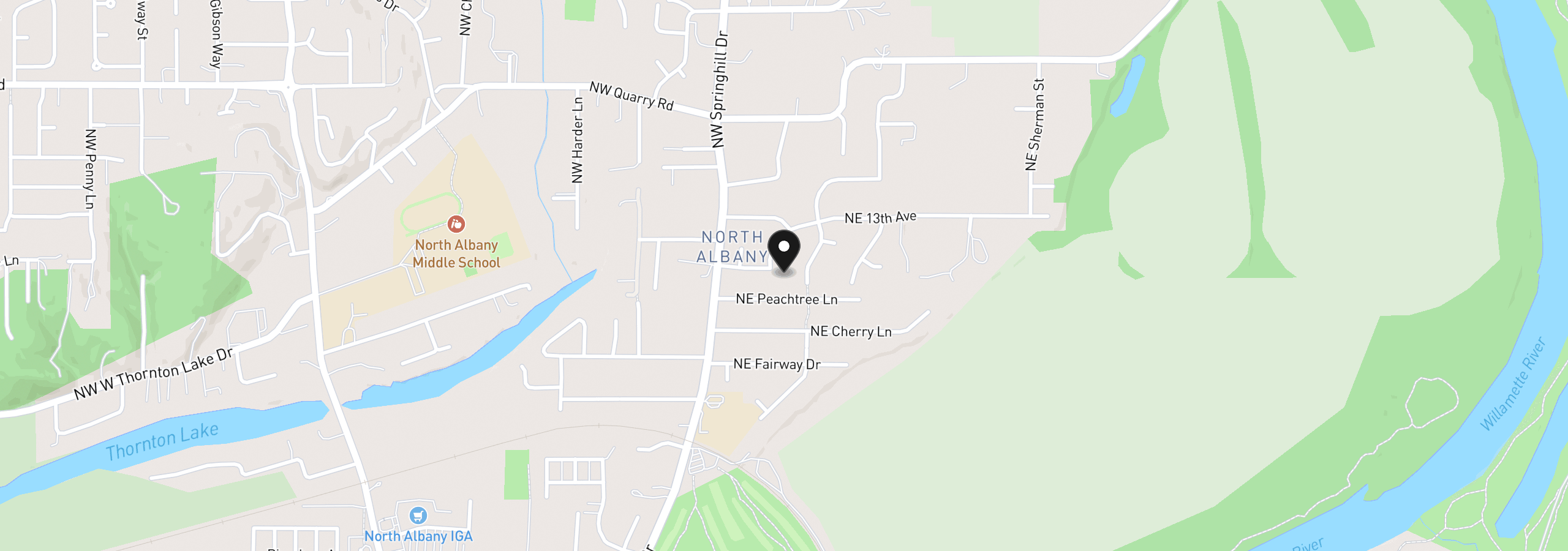 Map showing the location of 1141 NE Springwood Dr, Albany, OR 97321