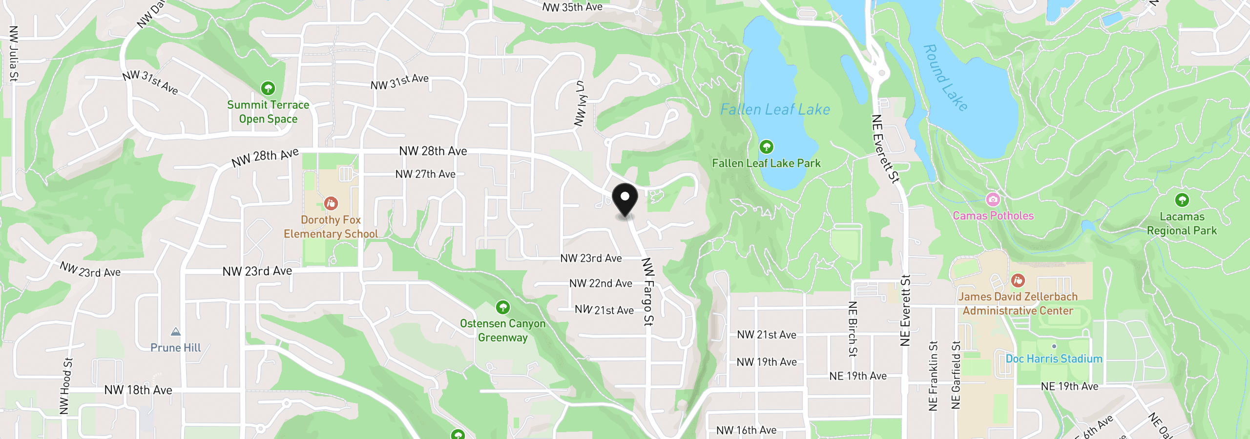 Map showing the location of 2429 NW Fargo St, Camas, Wa 98607