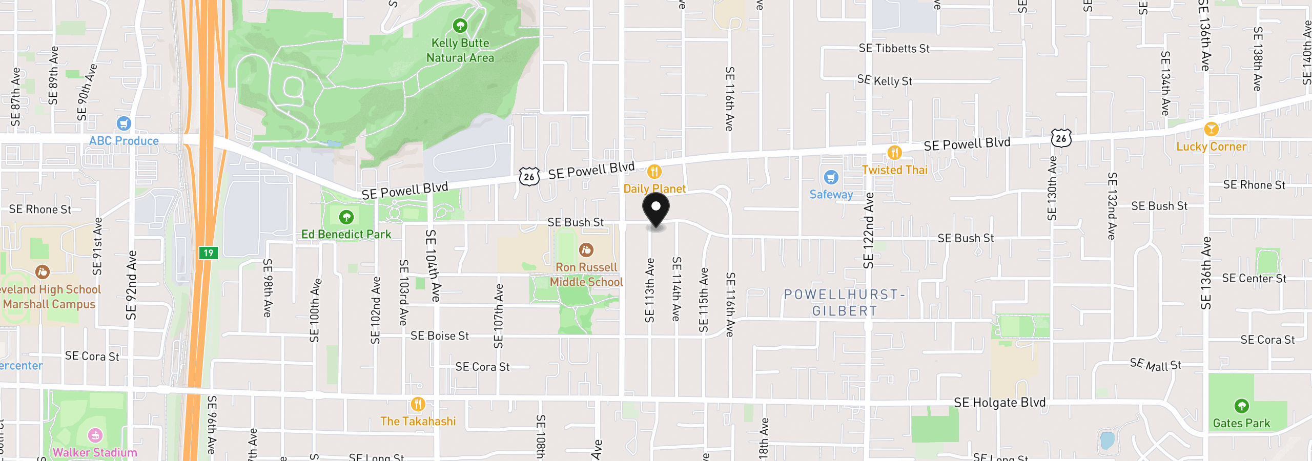 Map showing the location of 3802 SE 113th Ave, Portland, OR 97266