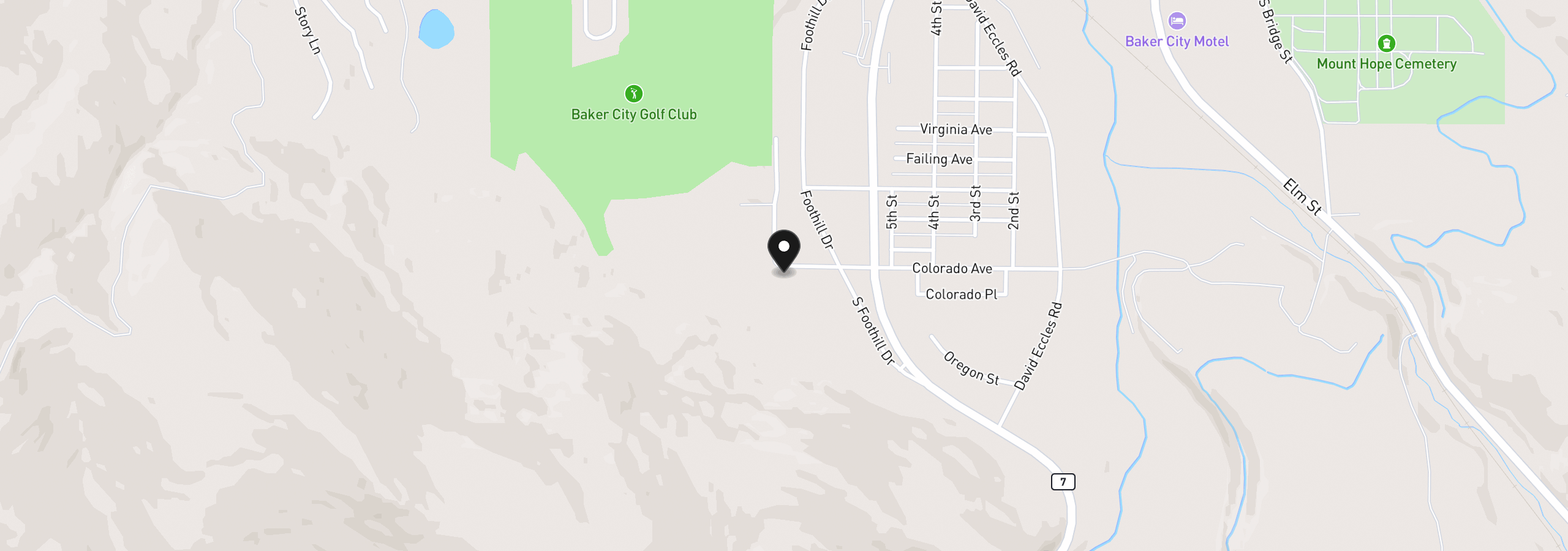 Map showing the location of 0 Colorado Ave, Baker City, OR 97814