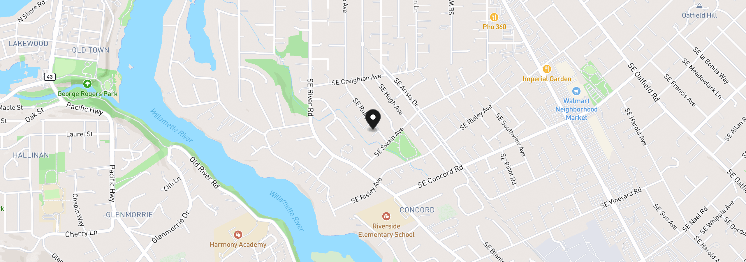 Map showing the location of 15905 SE Ruby Dr, Milwaukie, OR 97267