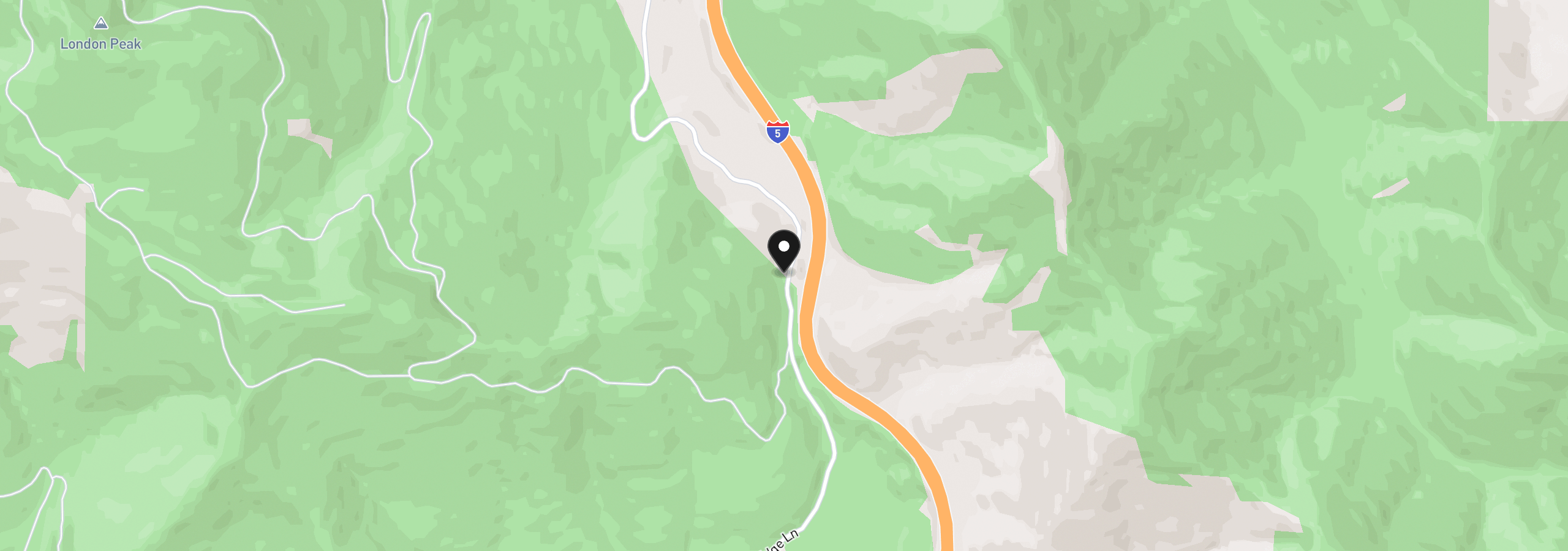 Map showing the location of 1480 Bridge Ln, Wolf Creek, OR 97497