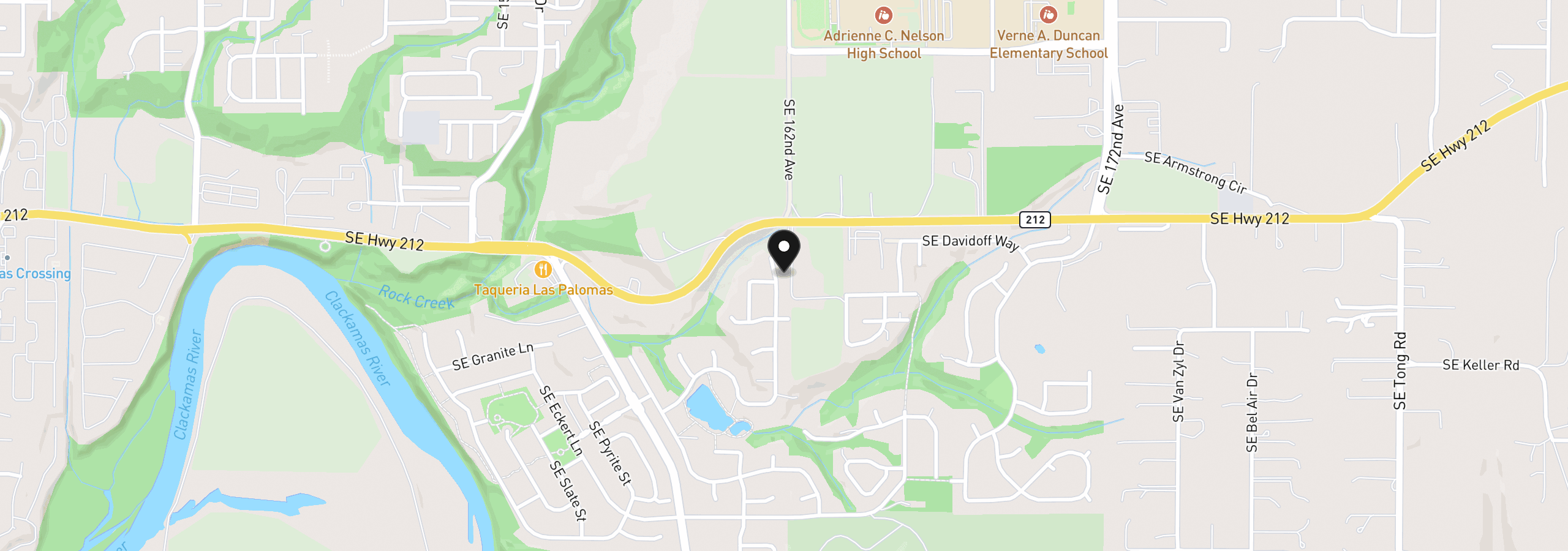 Map showing the location of 16186 SE Goosehollow Dr, Damascus, OR 97089