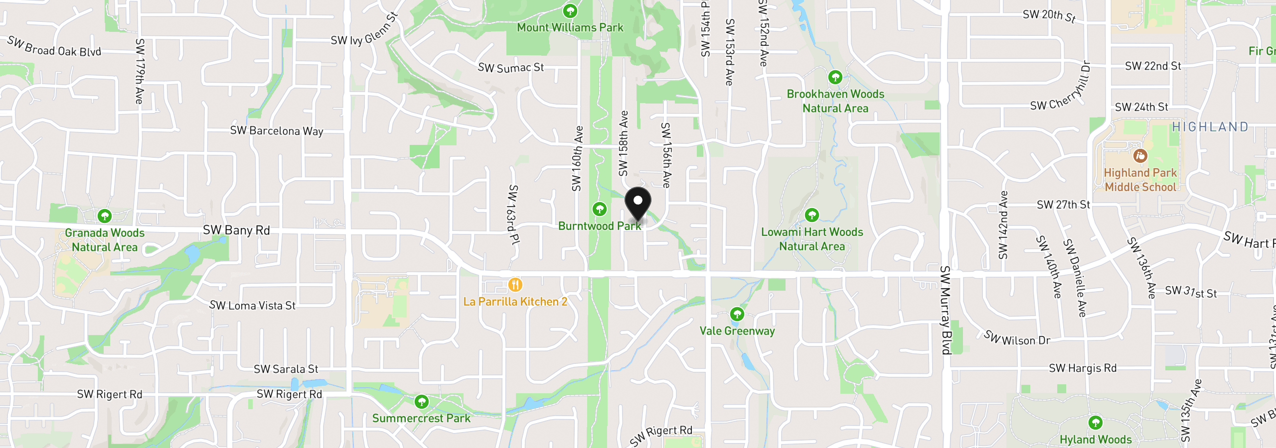 Map showing the location of 7255 SW Linette Way, Beaverton, OR 97007