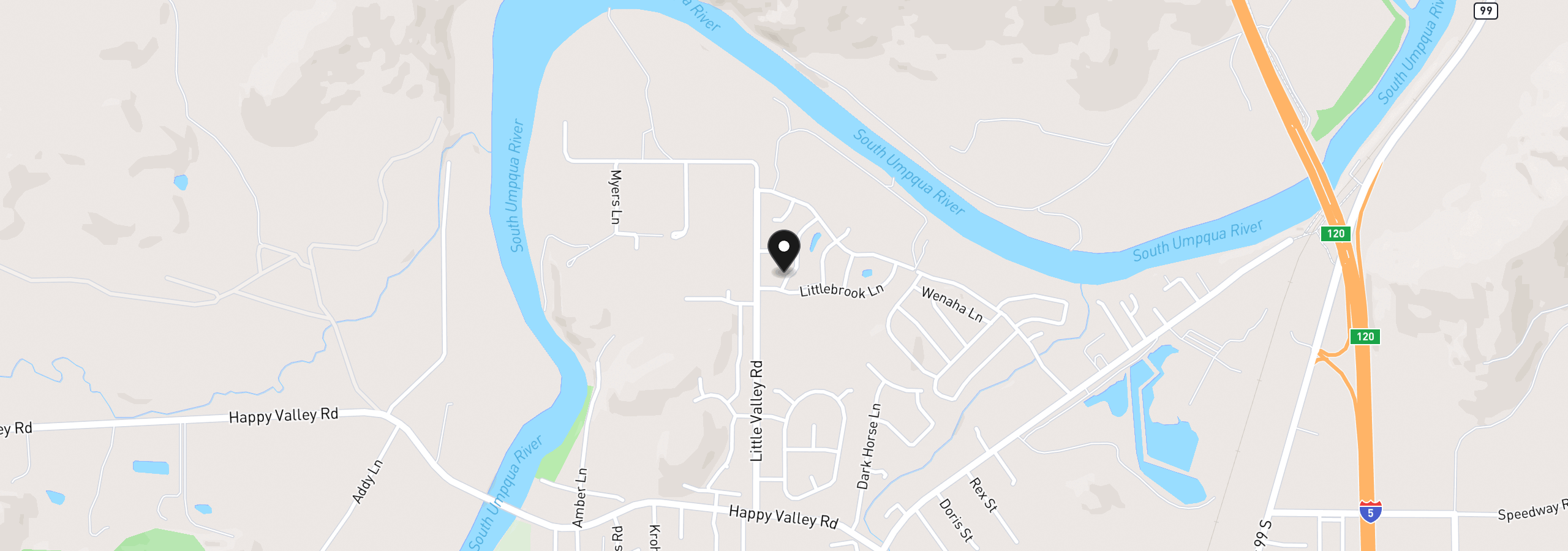 Map showing the location of 122 Kristi Lee Ln, Roseburg, OR 97471
