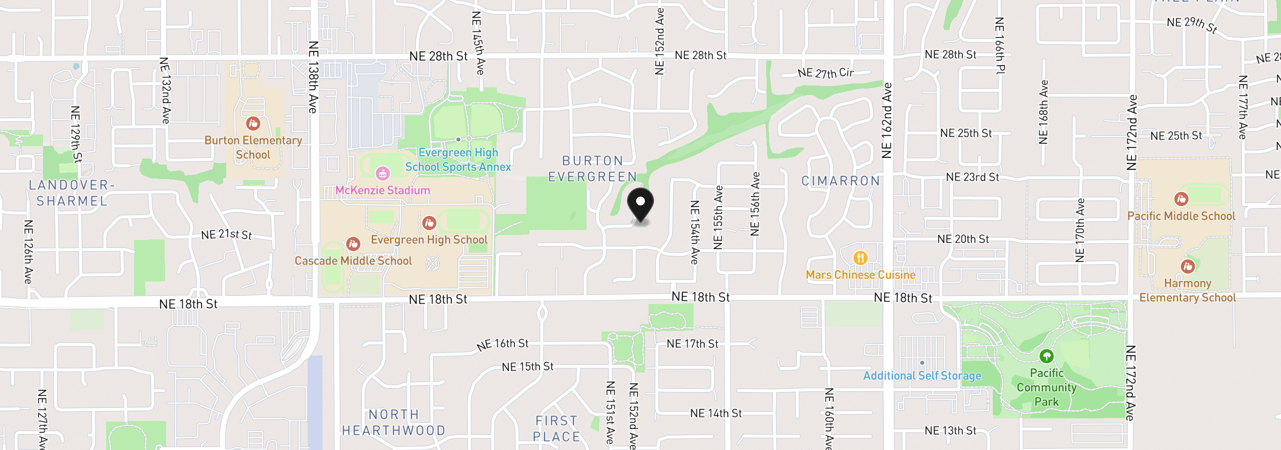Map showing the location of 2101 NE 151st Ct, Vancouver, Wa 98684