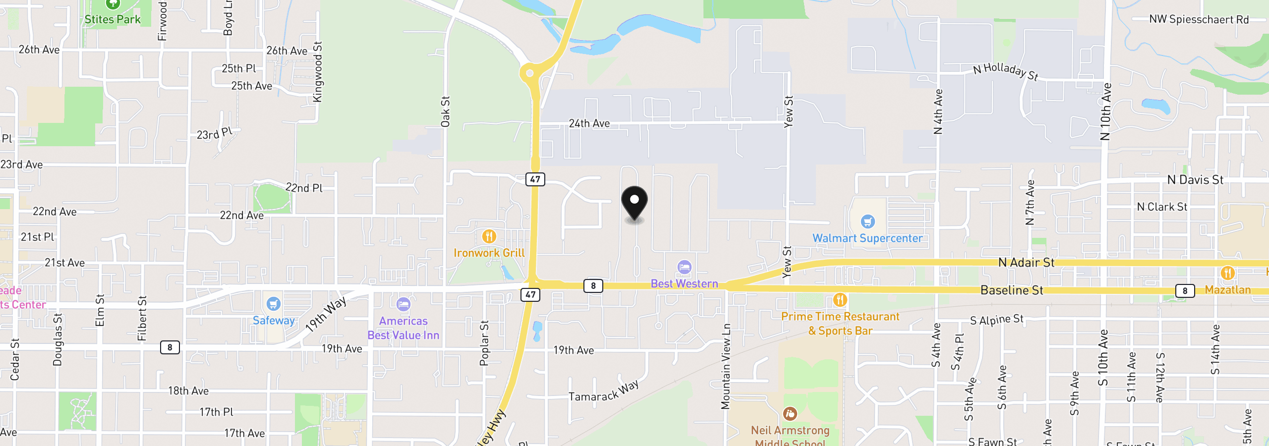Map showing the location of 3831 Pacific Ave C008, Forest Grove, OR 97116