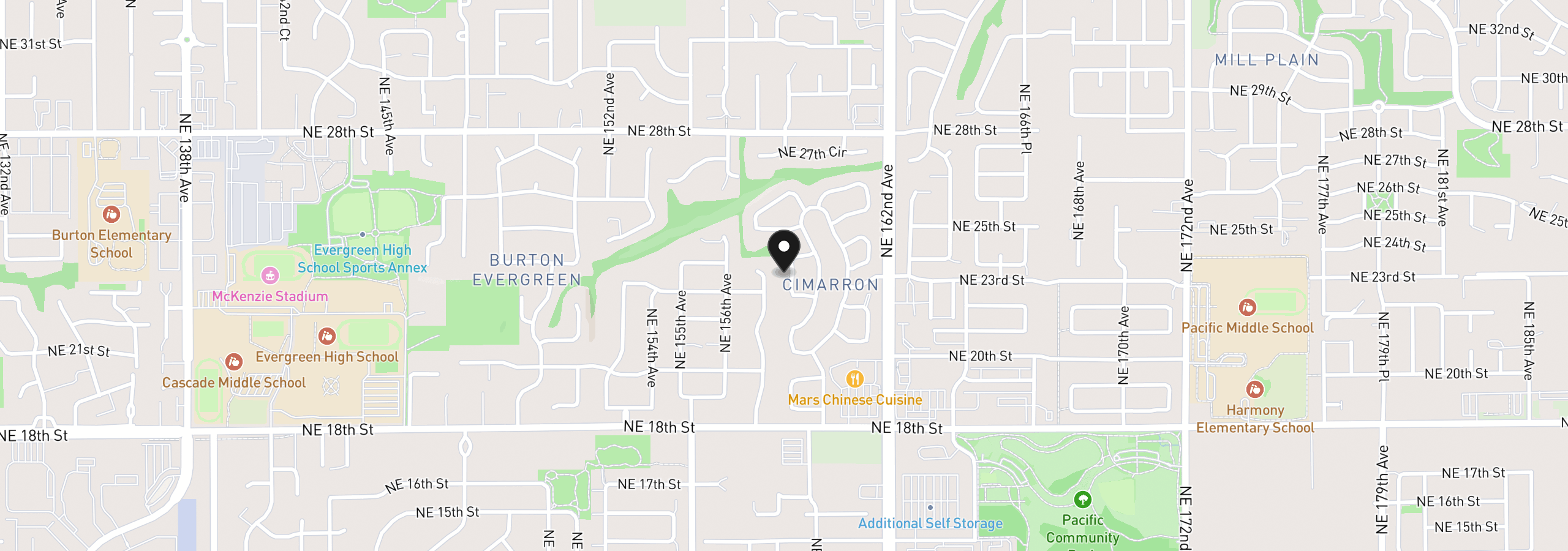 Map showing the location of 2312 NE 158th Ave, Vancouver, Wa 98684
