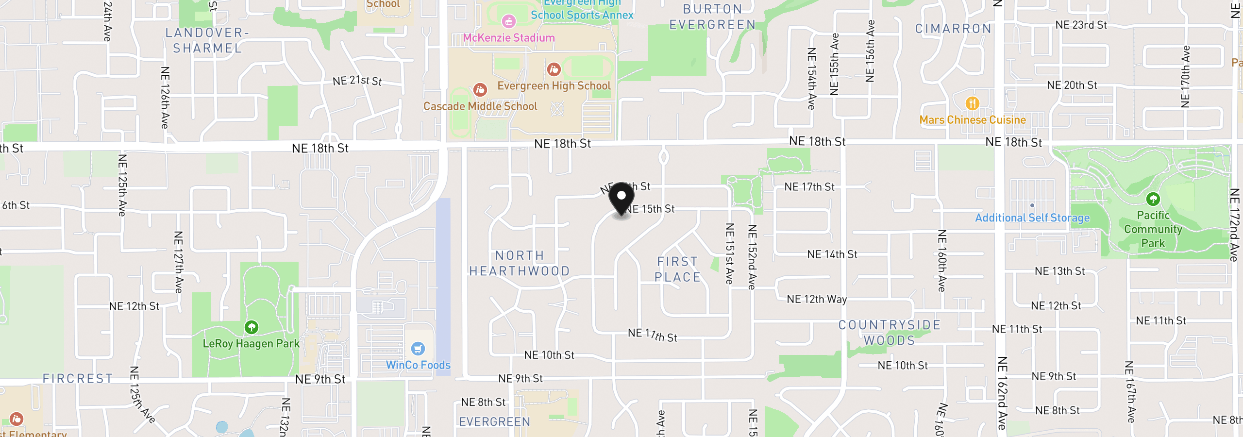 Map showing the location of 14603 NE 15th St, Vancouver, Wa 98684