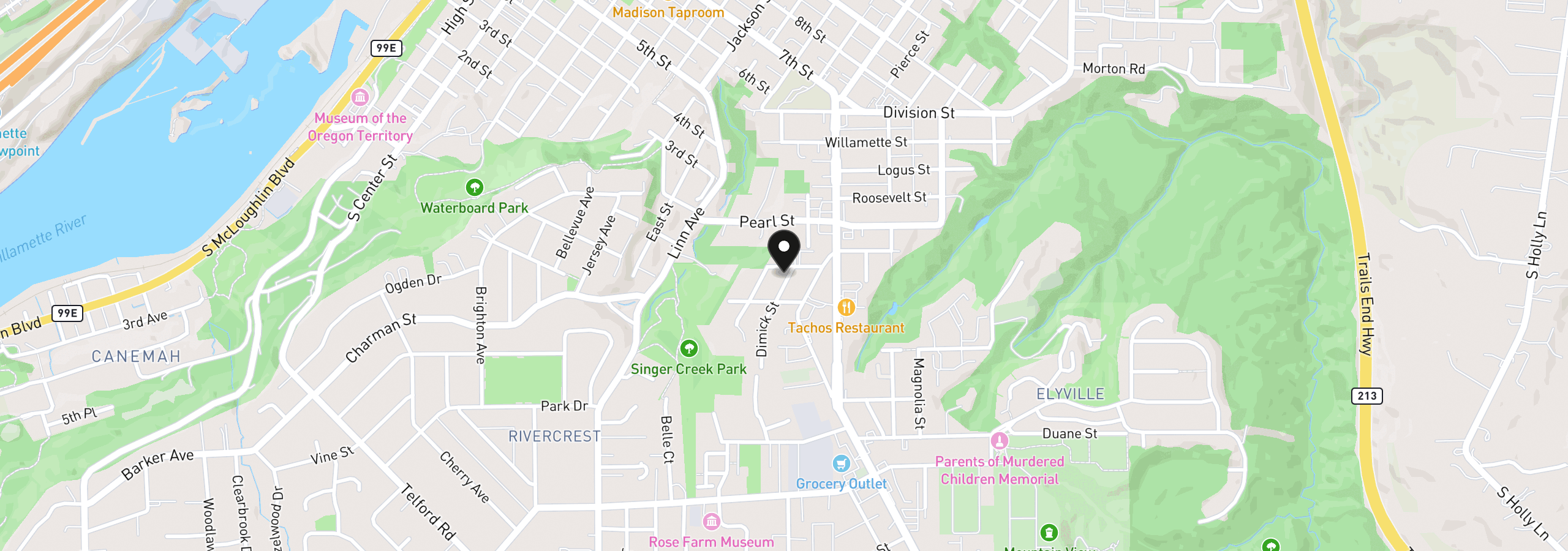 Map showing the location of 412 Dimick St, Oregon City, OR 97045