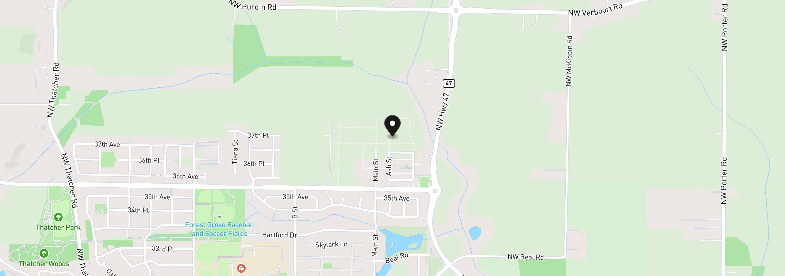 Map showing the location of 3782 Ash St, Forest Grove, OR 97116