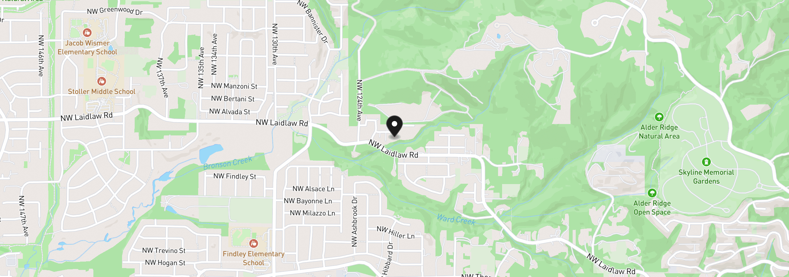 Map showing the location of 12162 NW Stewartridge Ln, Portland, OR 97229