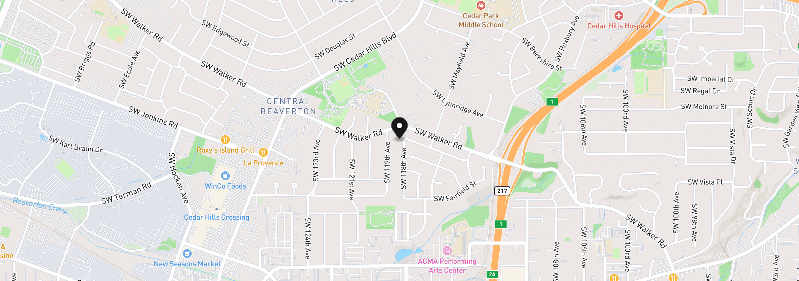 Map showing the location of 2795 SW 118th Ave, Beaverton, OR 97005