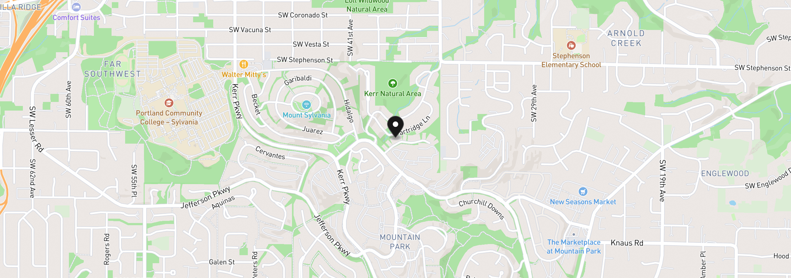 Map showing the location of 14 Northview Ct, Lake Oswego, OR 97035