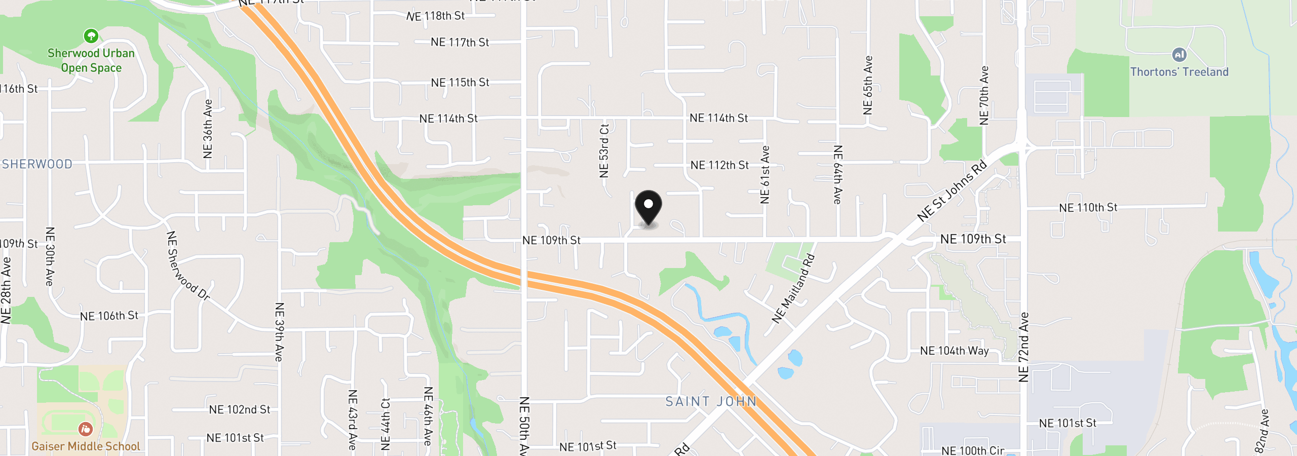 Map showing the location of 11008 NE 55th Ave, Vancouver, Wa 98686