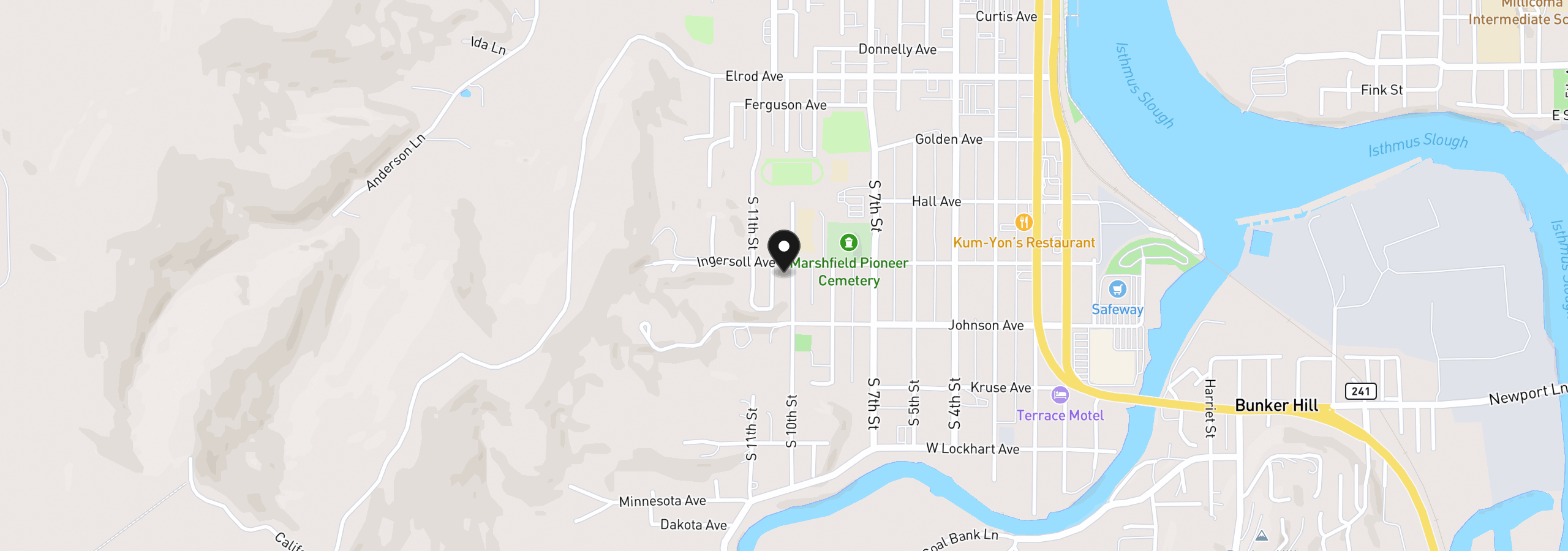 Map showing the location of 925 S 10th St, Coos Bay, OR 97420