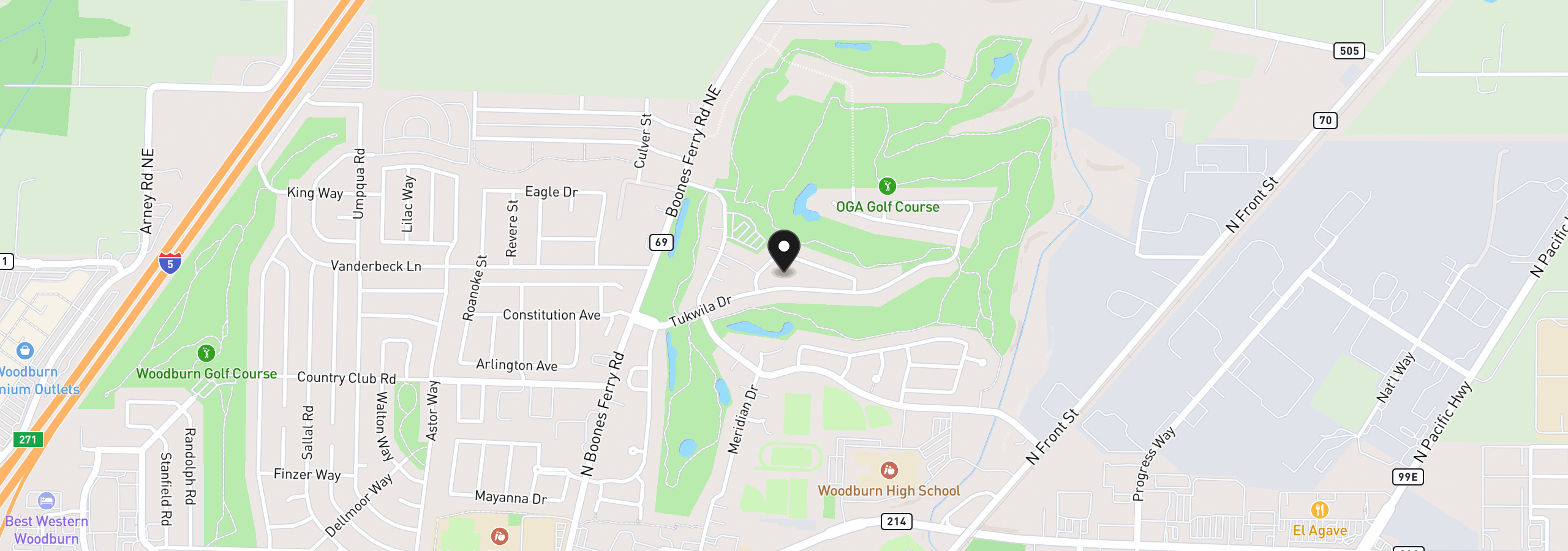 Map showing the location of 773 Tukwila Dr, Woodburn, OR 97071