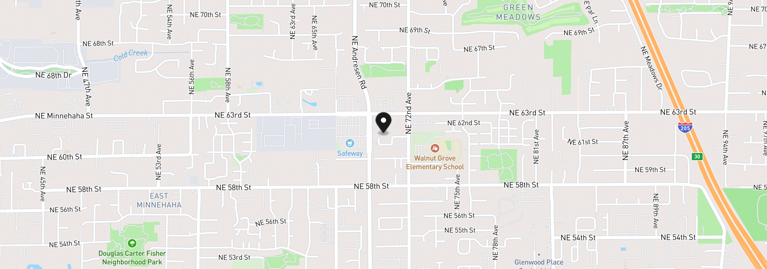 Map showing the location of 6117 NE 70th Ct, Vancouver, Wa 98661