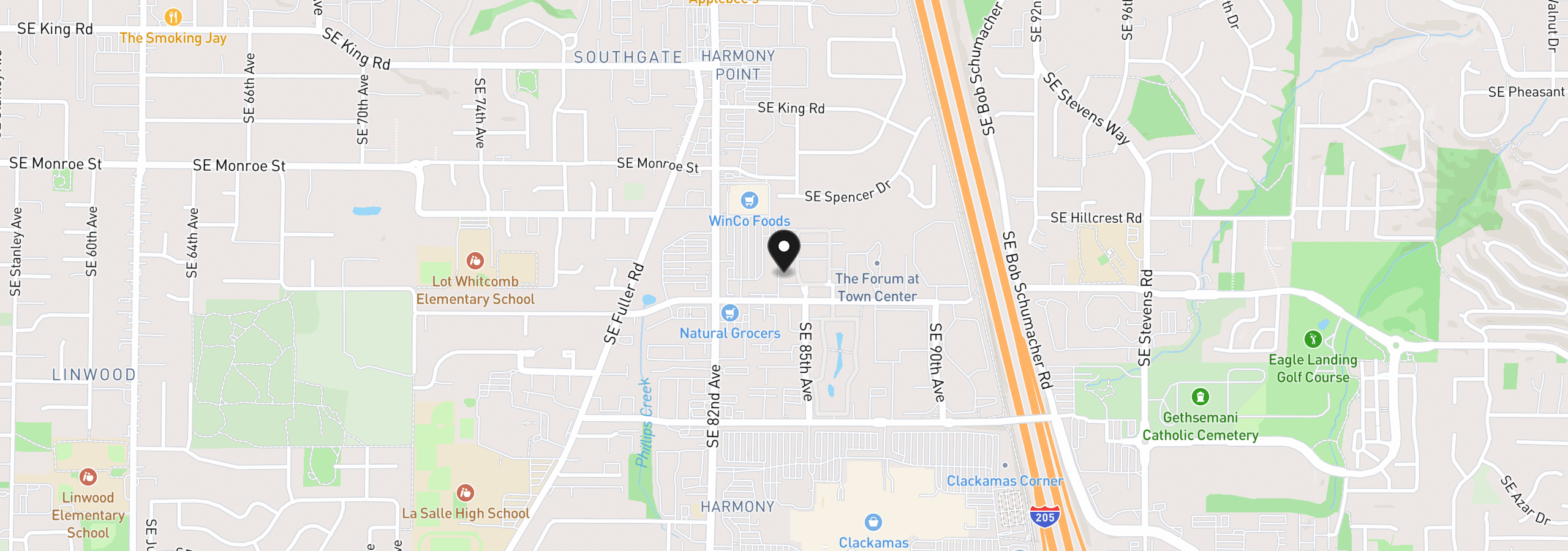 Map showing the location of 11215 SE Causey Cir, Happy Valley, OR 97086