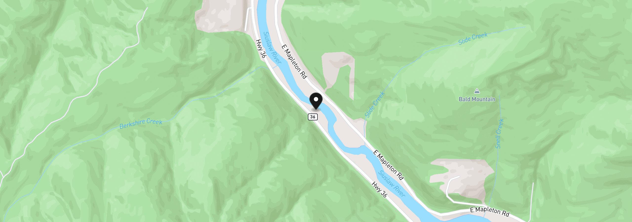 Map showing the location of 11354 Highway 36, Mapleton, OR 97453