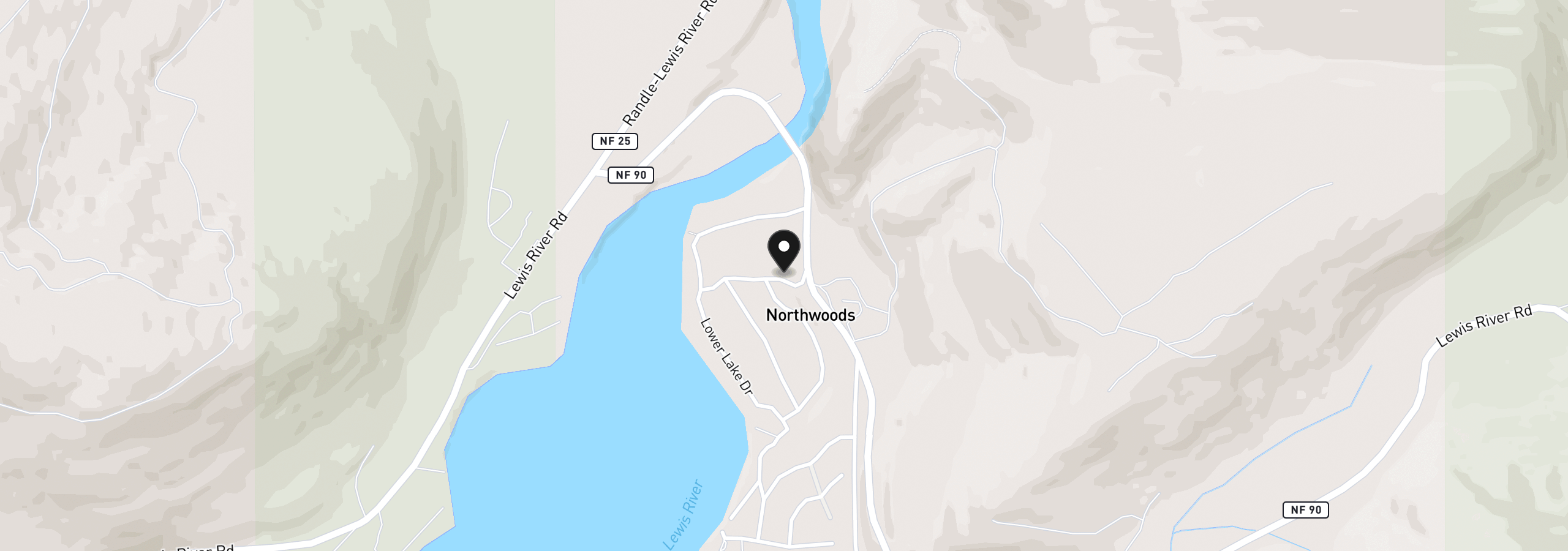 Map showing the location of Cabin 100 Northwoods, Cougar, Wa 98616