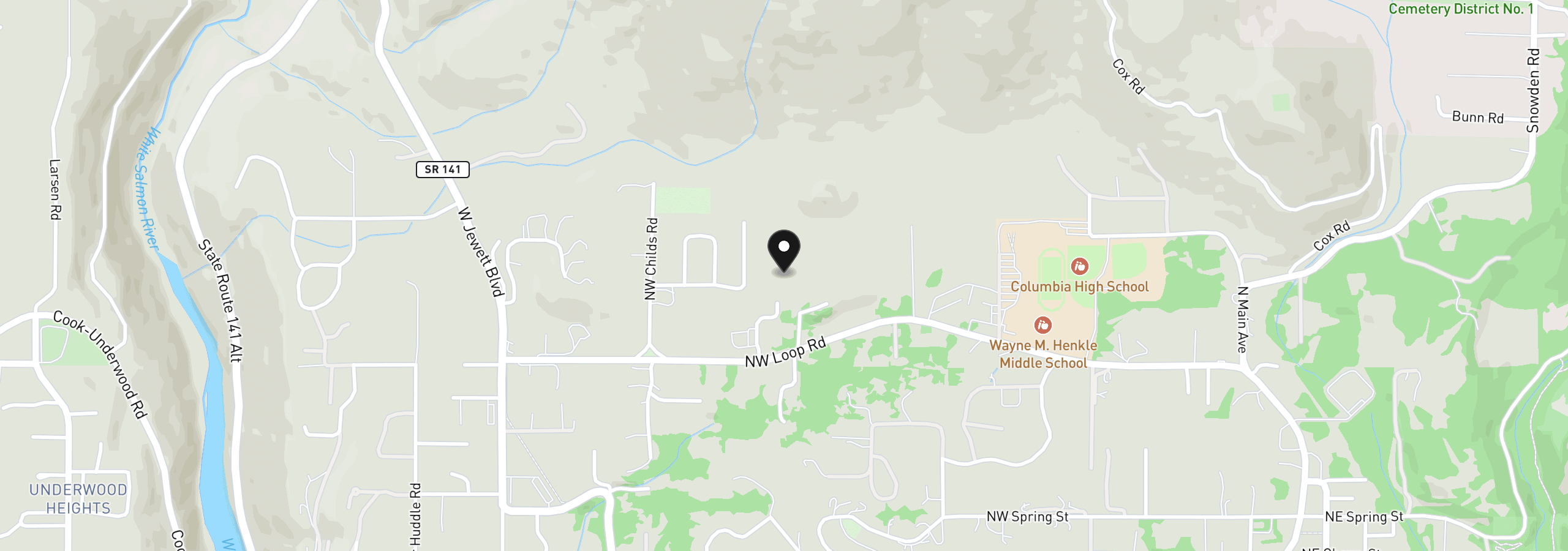 Map showing the location of Riggleman Ln, White Salmon, Wa 98672