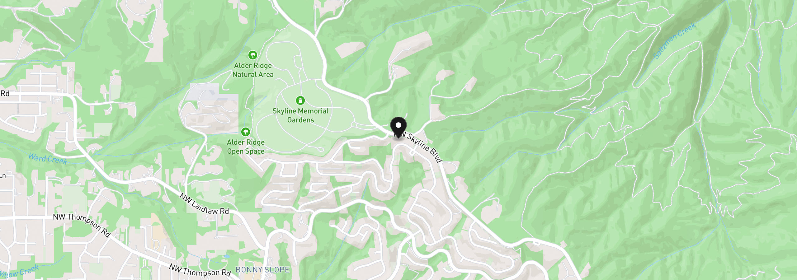 Map showing the location of 3828 NW Devoto Ln, Portland, OR 97229