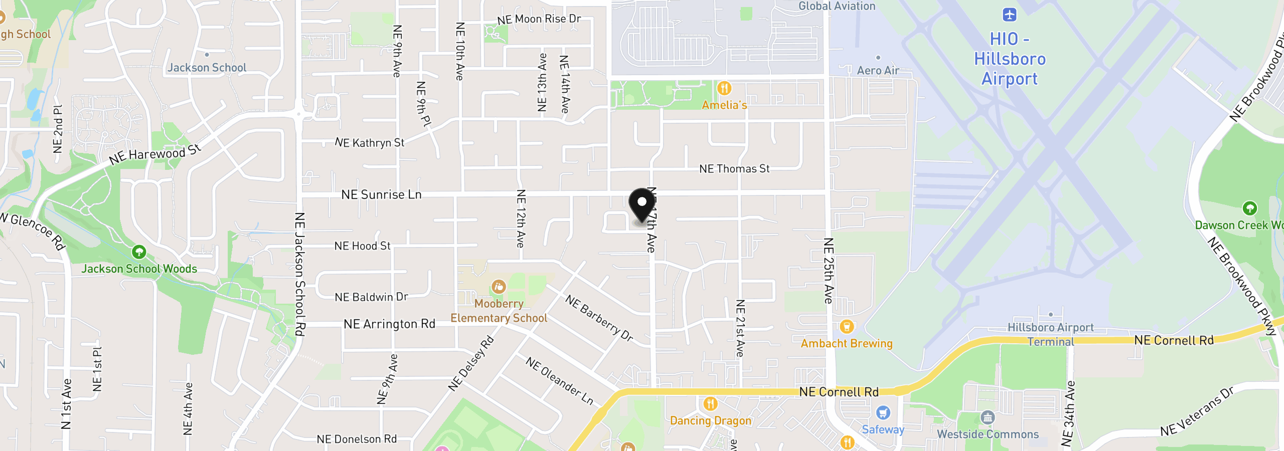 Map showing the location of 1675 NE Herrold Ct, Hillsboro, OR 97124