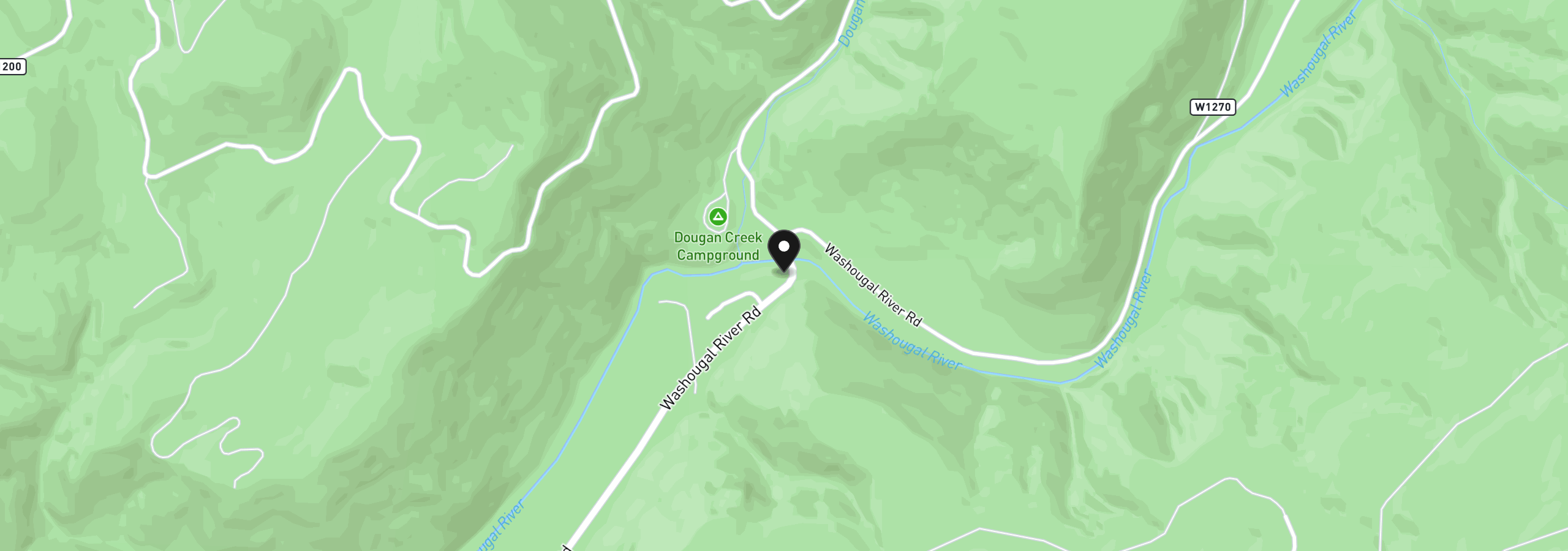 Map showing the location of 17361 Washougal River Rd, Washougal, Wa 98671