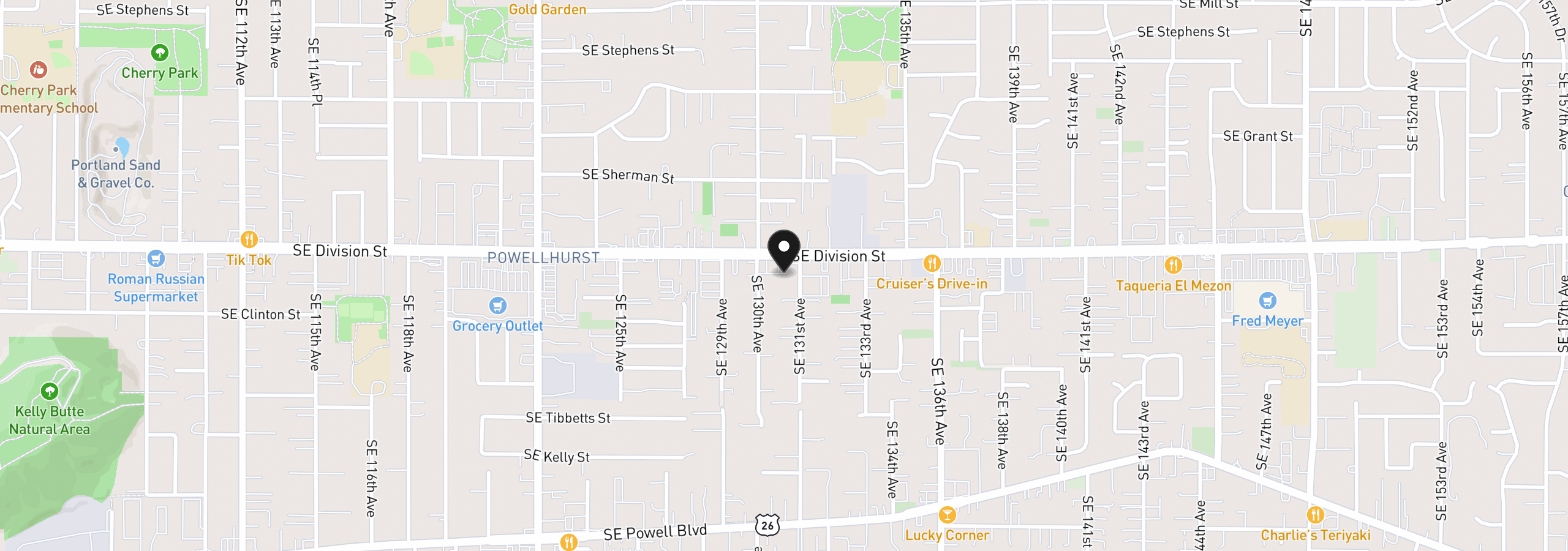 Map showing the location of 2518 SE 130th Ave, Portland, OR 97236