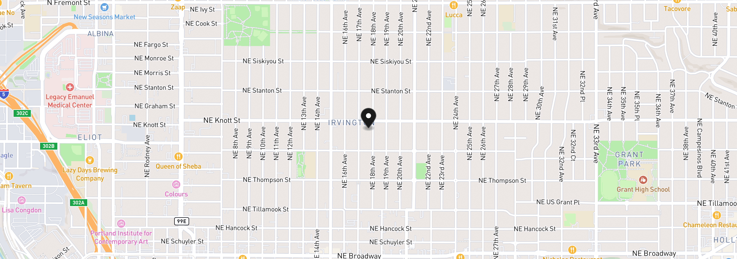 Map showing the location of 2625 NE 18th Ave, Portland, OR 97212
