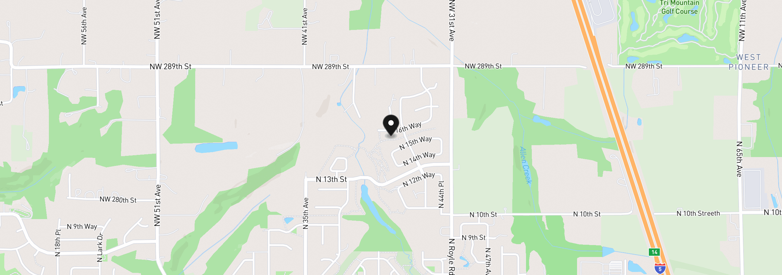 Map showing the location of 4109 N 16th Way, Ridgefield, Wa 98642