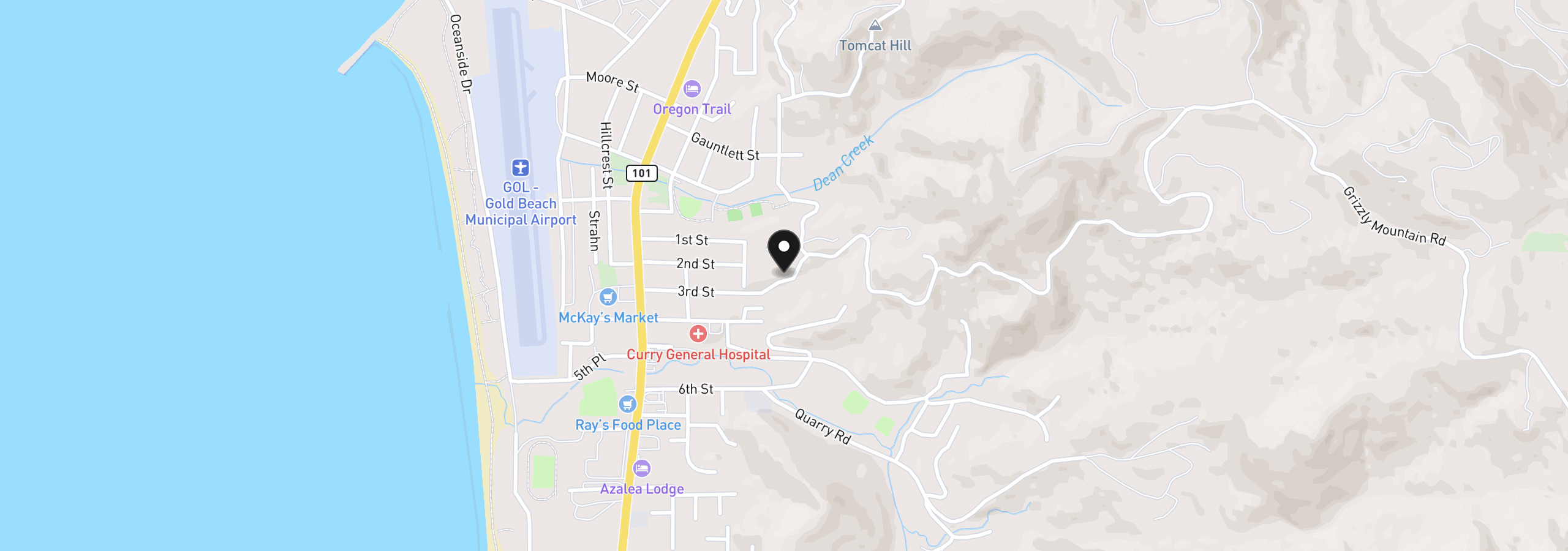 Map showing the location of 29670 Park Ter, Gold Beach, OR 97444