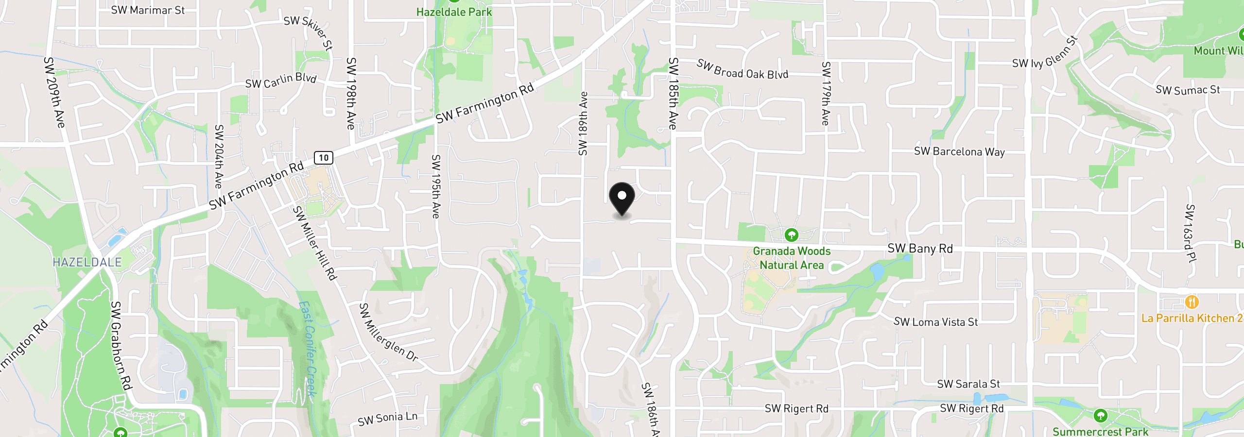 Map showing the location of 18715 SW Viking Ct, Beaverton, OR 97007
