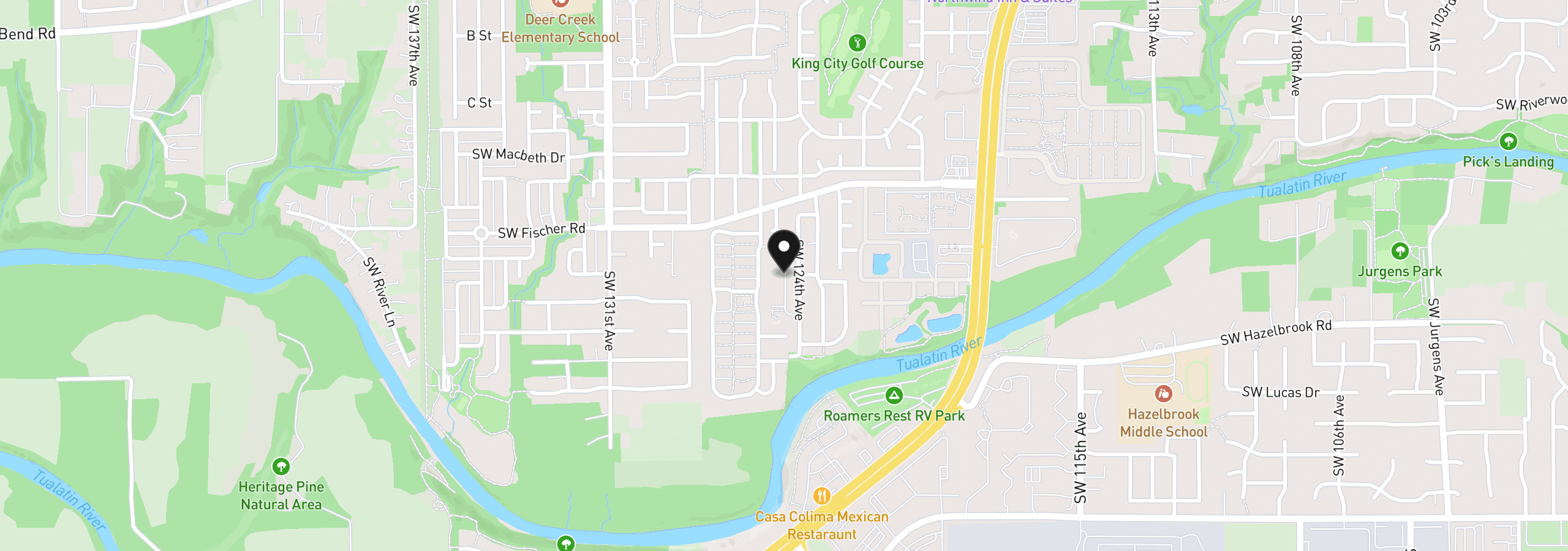 Map showing the location of 12450 SW Fischer Rd 238, Tigard, OR 97224