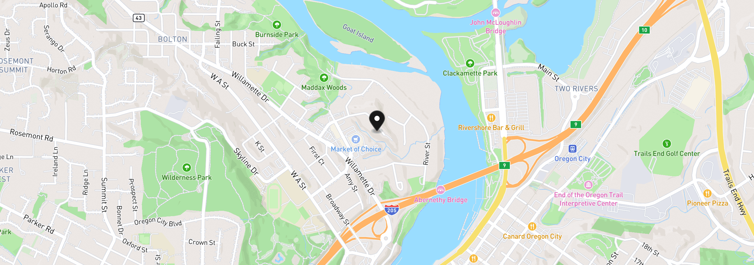 Map showing the location of 5618 Cascade St, West Linn, OR 97068
