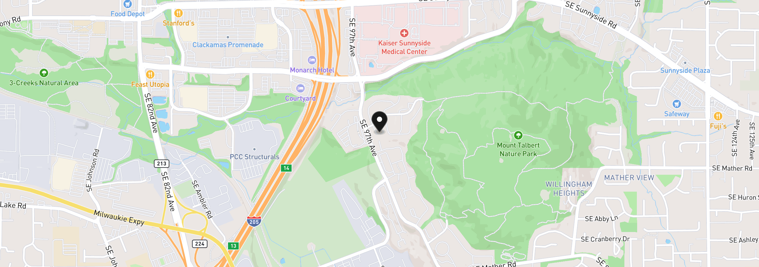 Map showing the location of 9778 SE Talbert St, Clackamas, OR 97015