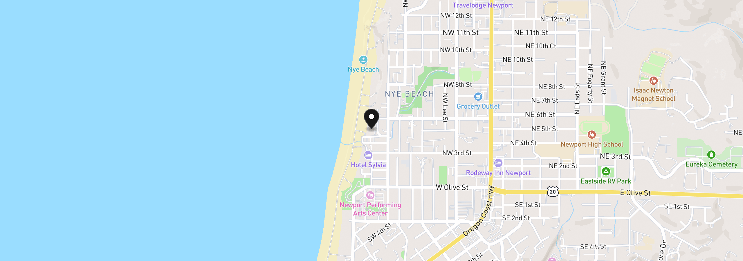 Map showing the location of 507 NW Alpine St 204, Newport, OR 97365