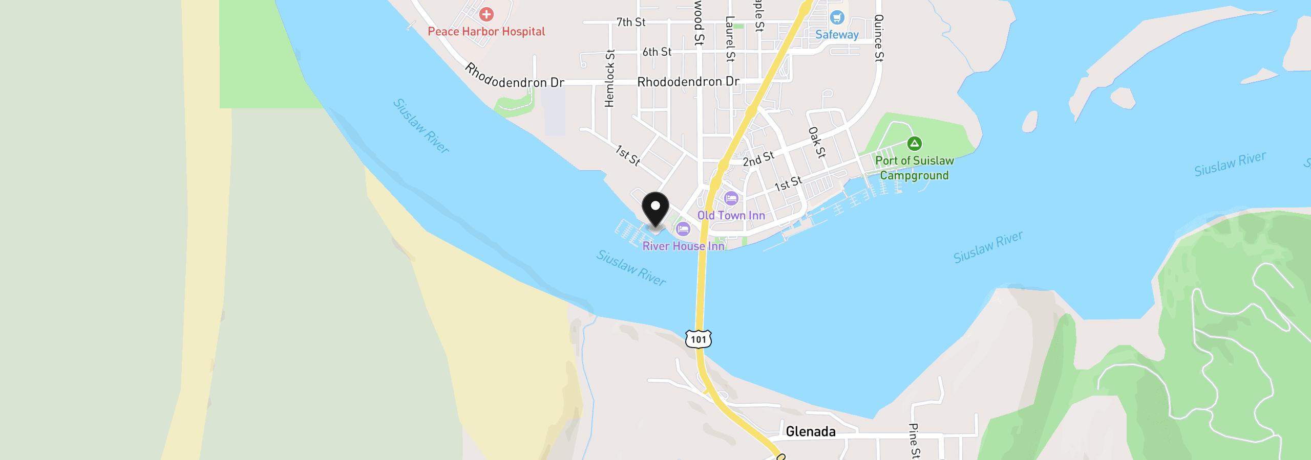 Map showing the location of 1150 Bay St D, Florence, OR 97439
