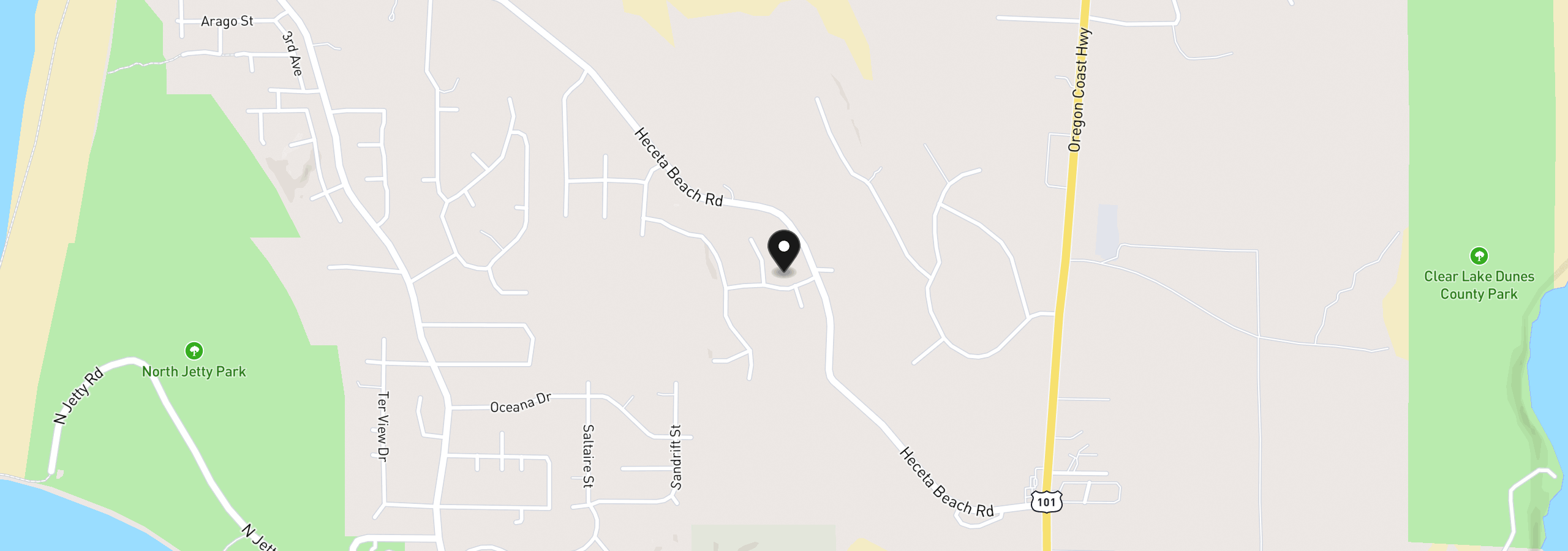 Map showing the location of Wood Lake Way 00400, Florence, OR 97439