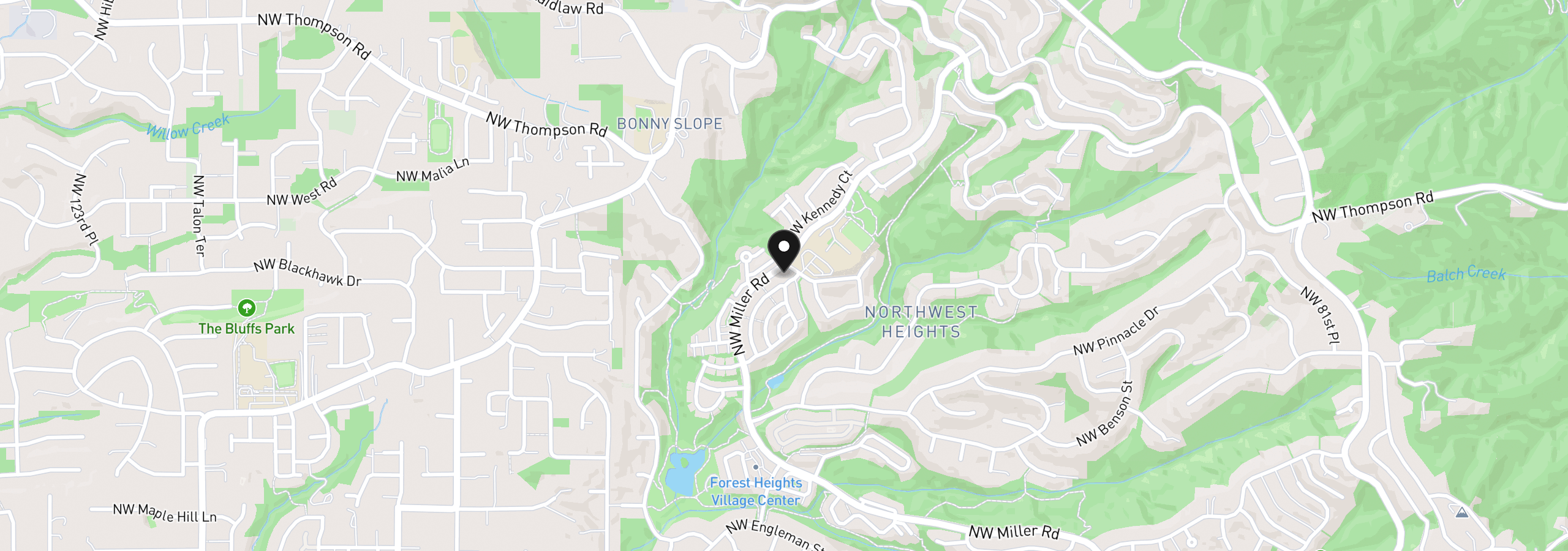 Map showing the location of 9926 NW Justus Ln, Portland, OR 97229