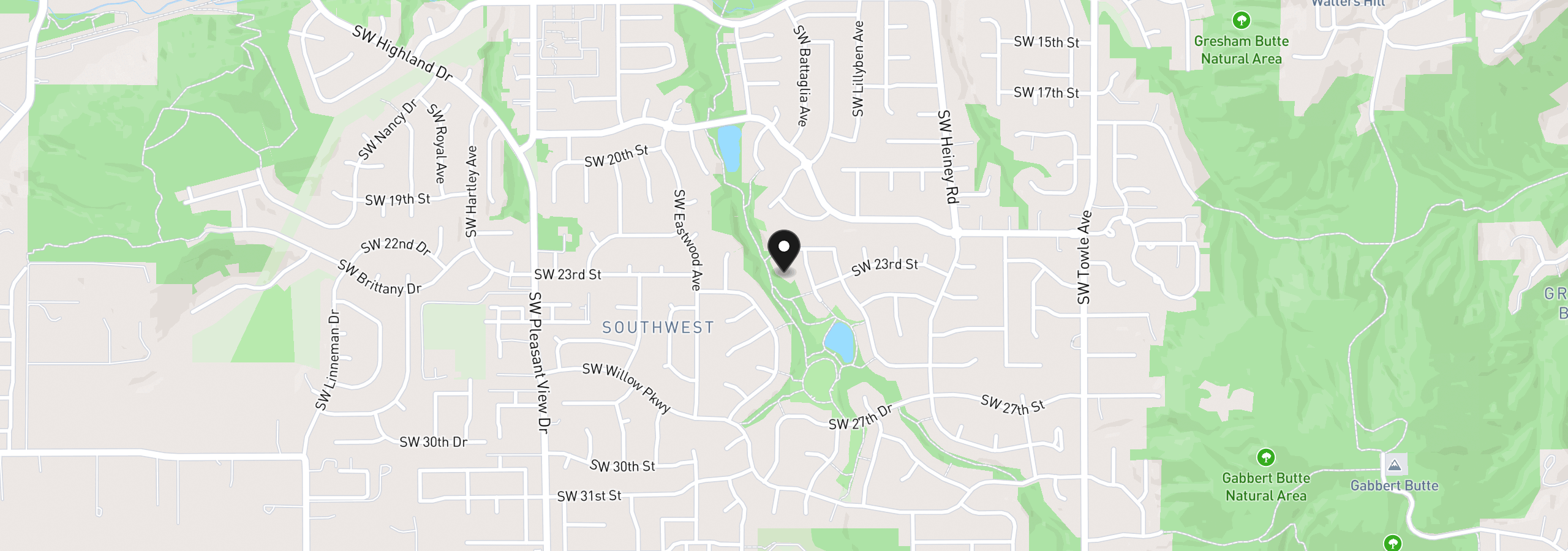 Map showing the location of 2650 SW 22nd Ct, Gresham, OR 97080