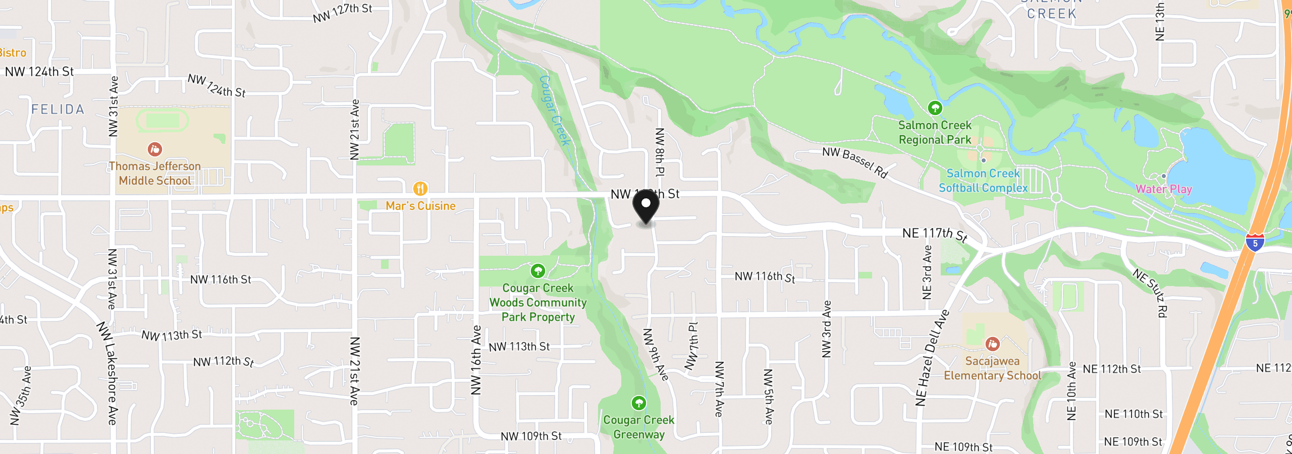 Map showing the location of 11722 NW 9th Ave, Vancouver, Wa 98685