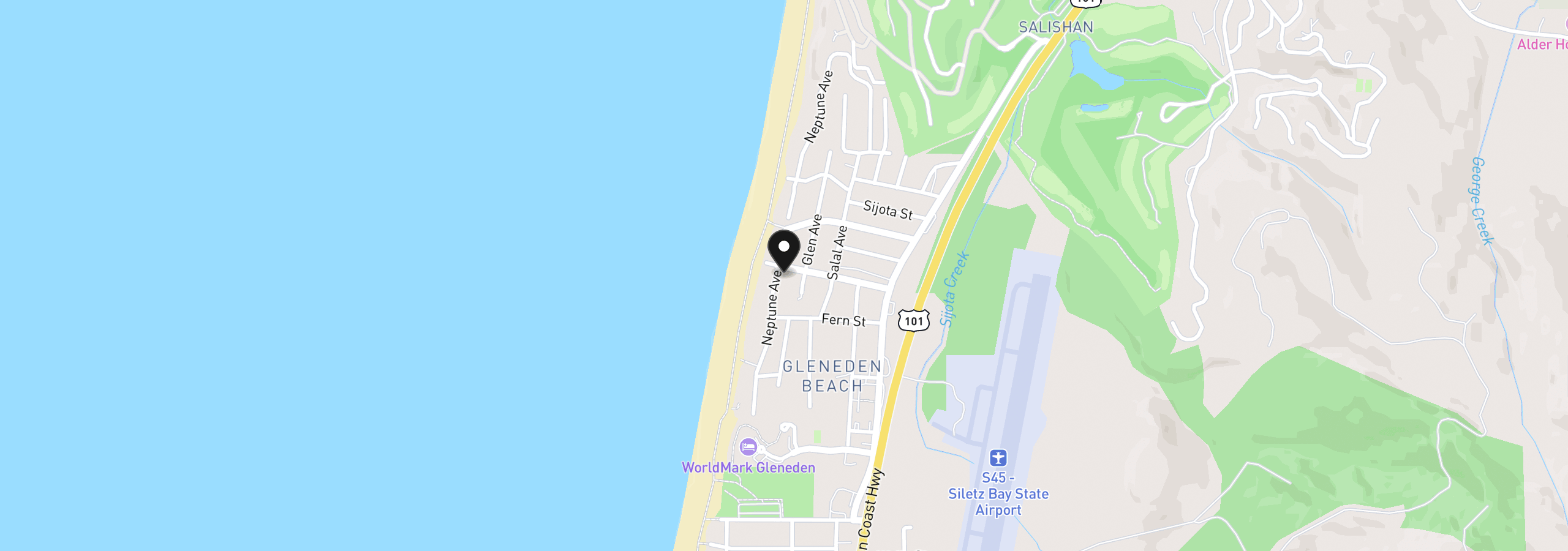 Map showing the location of 340 Stevens St, Gleneden Beach, OR 97388