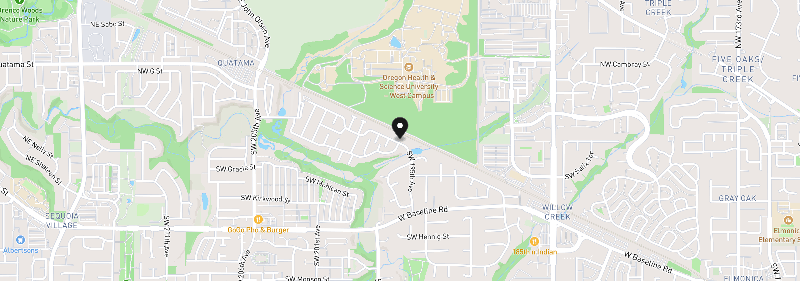 Map showing the location of 100 SW 195th Ave 1, Beaverton, OR 97006