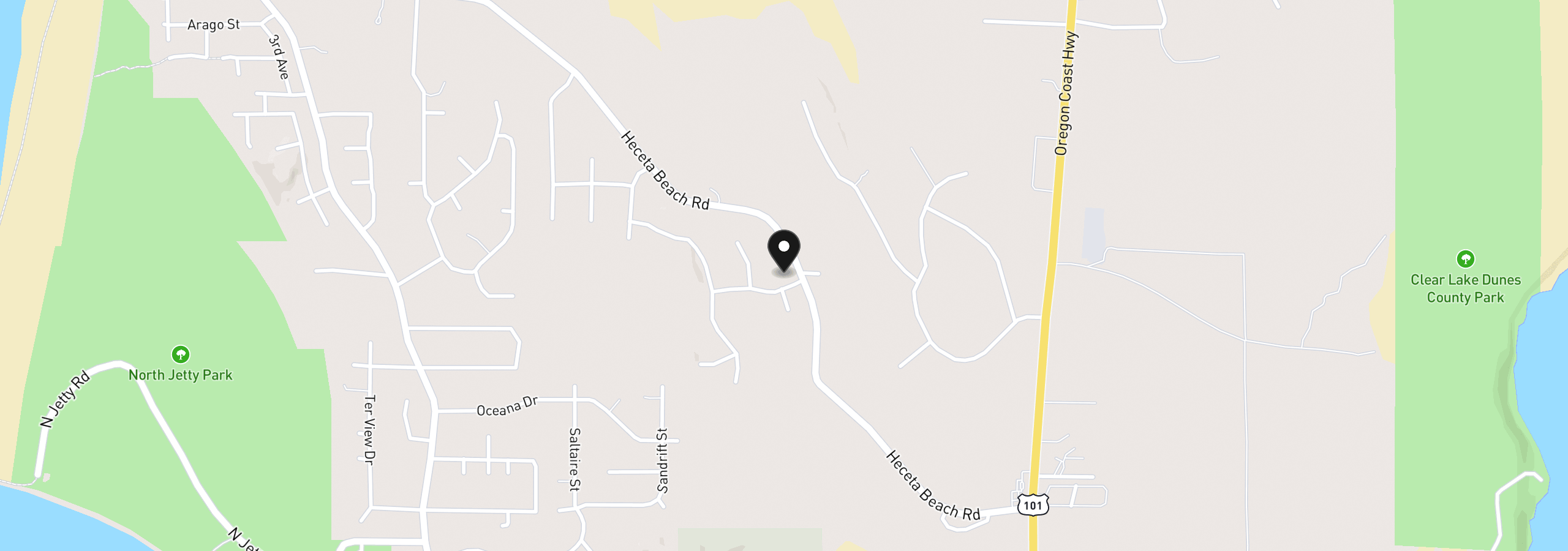 Map showing the location of 5096 Wood Lake Way, Florence, OR 97439
