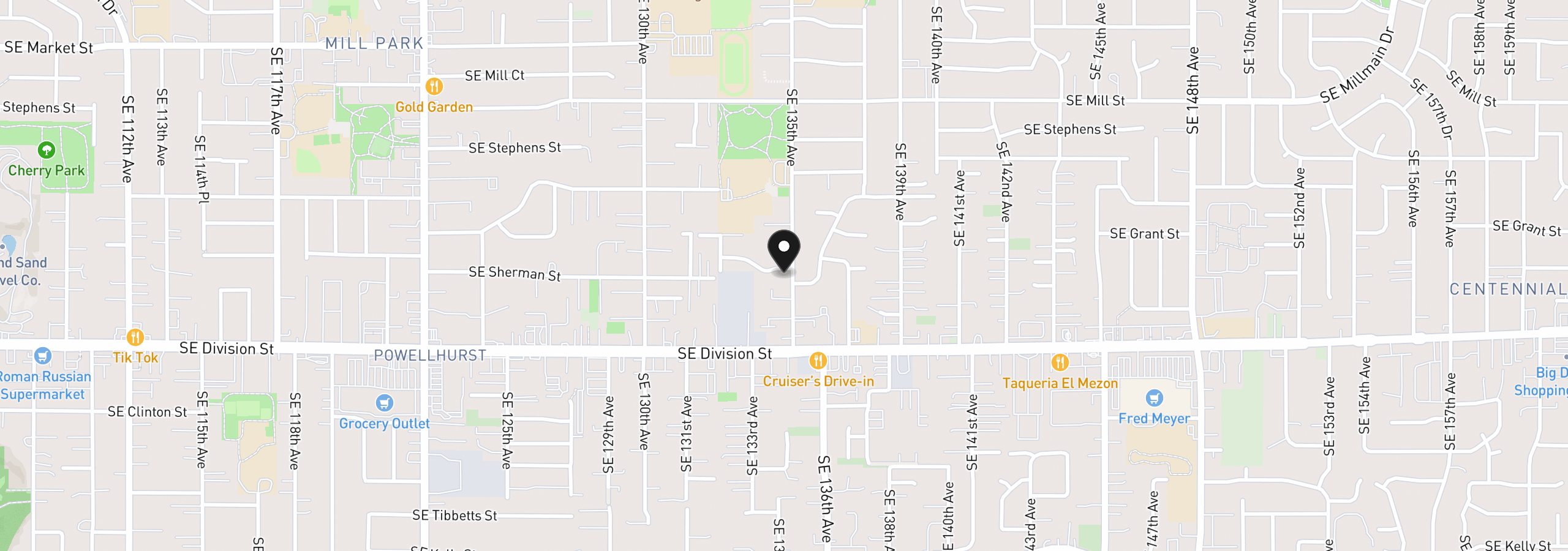 Map showing the location of 2309 SE 135th Ave, Portland, OR 97233