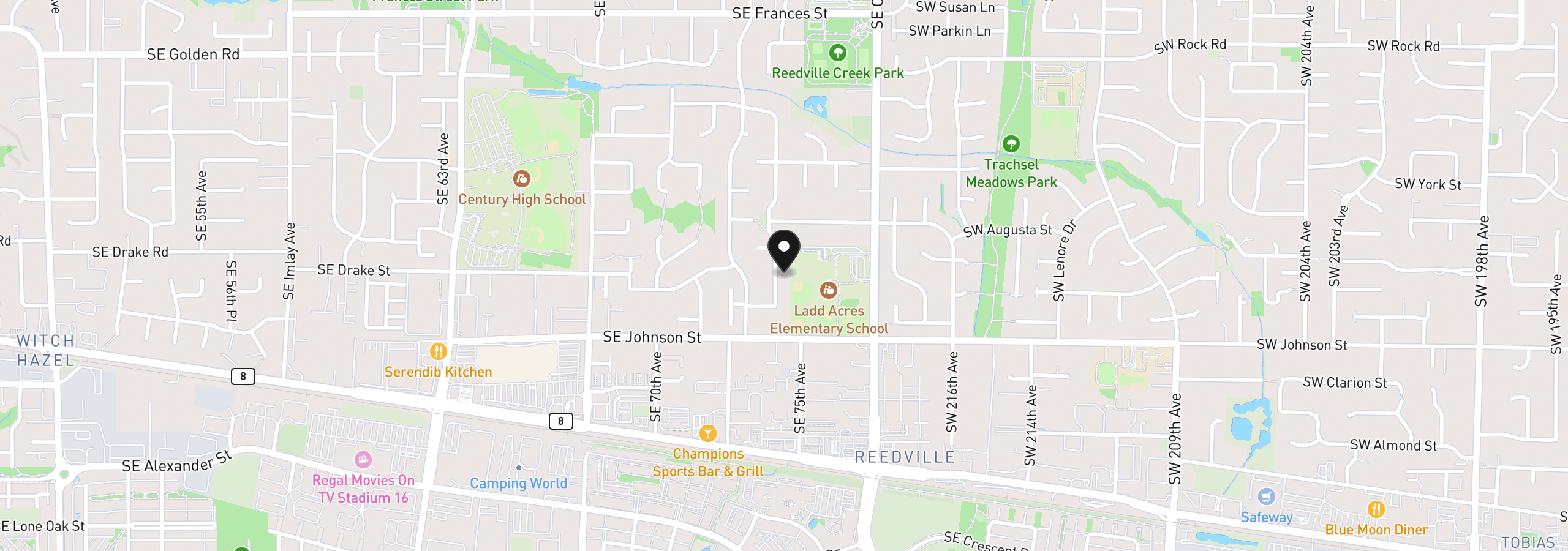 Map showing the location of 2234 SE 74th Ave, Hillsboro, OR 97123