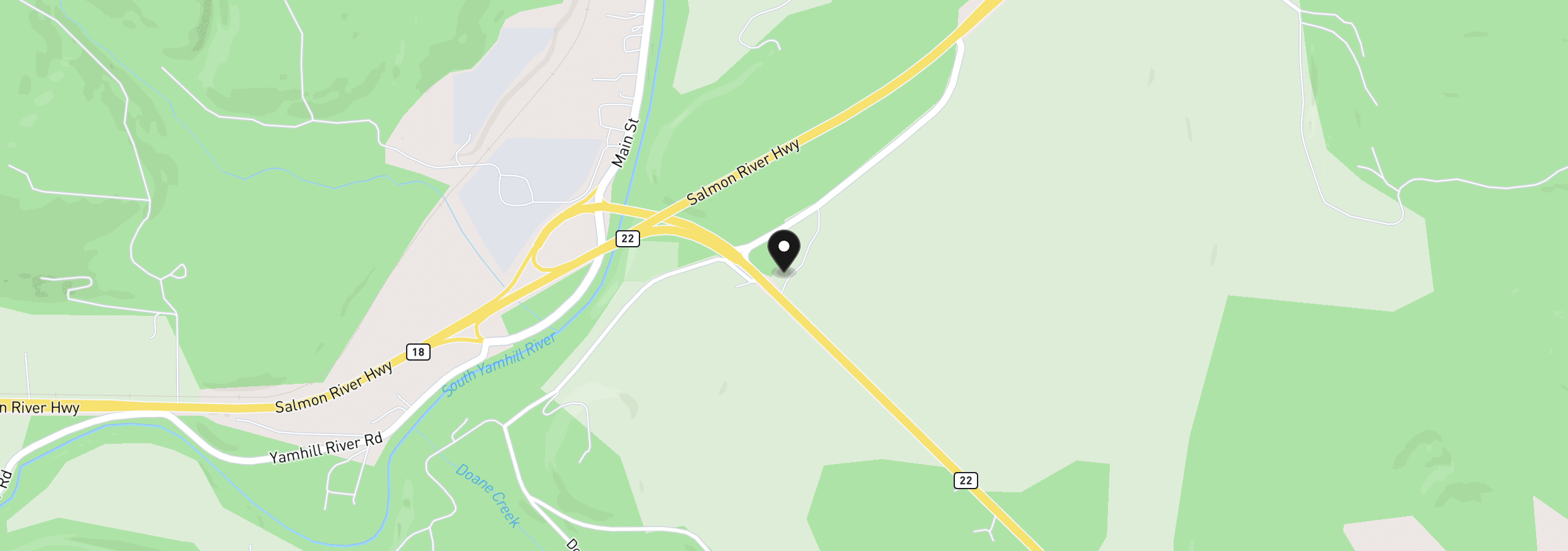 Map showing the location of 22345 Highway 22, Sheridan, OR 97378