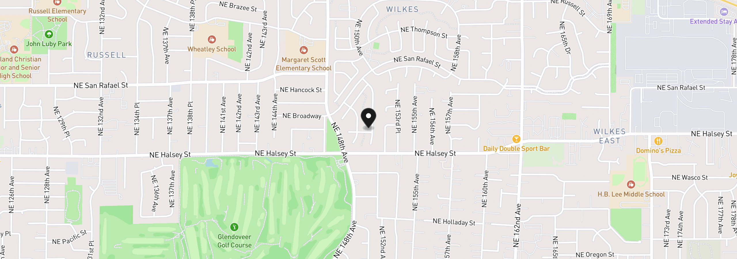 Map showing the location of 1609 NE 150th Ave, Portland, OR 97230
